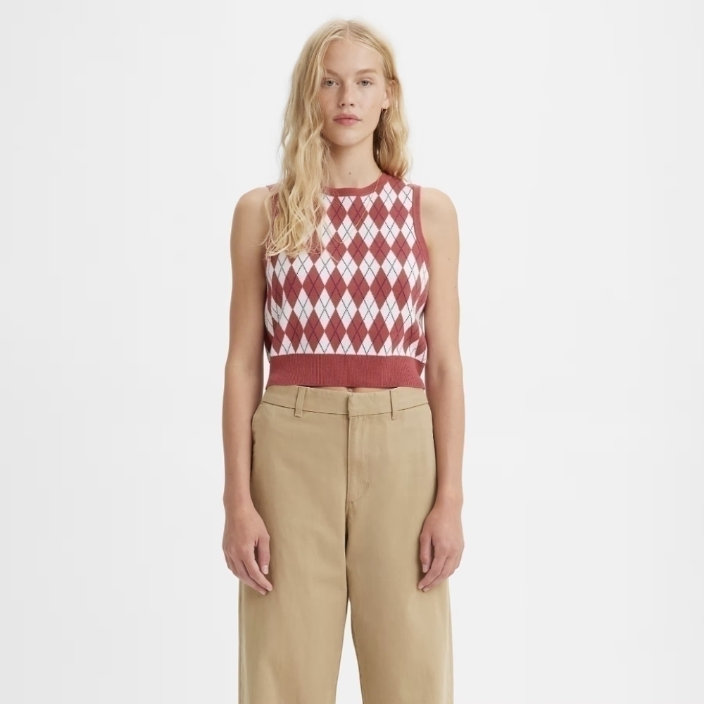 LEVI'S | Women's Ilia Argyle Print  Sweater Vest Size Small